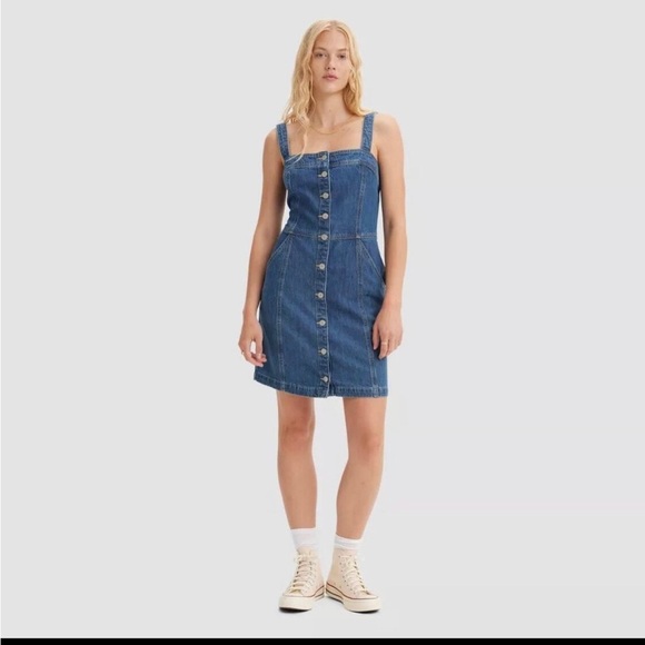 Levi's Blue Buttoned Overall Sundress Mini Small NWT - Picture 5 of 7